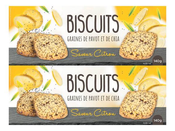 Biscuits graines de pavot et chia saveur citron