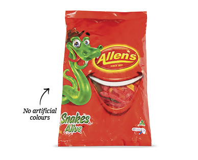 ALLEN'S PARTY MIX, FRUITY CRAZE JELLY BEANS OR SNAKES ALIVE 1KG