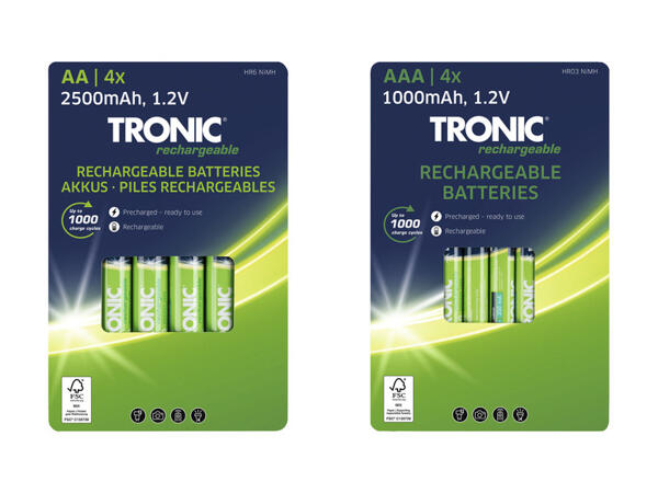 TRONIC(R) Nabíjecí baterie Ni-MH, 4 kusy
