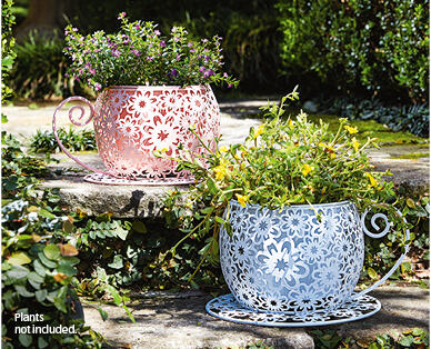 Metal Tea Cup Planter