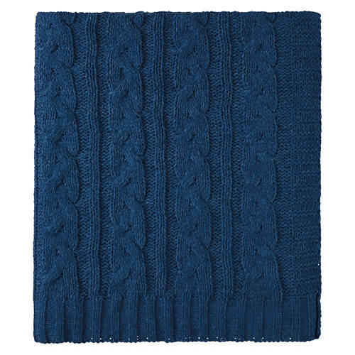 50" x 60" Soft Cable Knit Throw, Blue