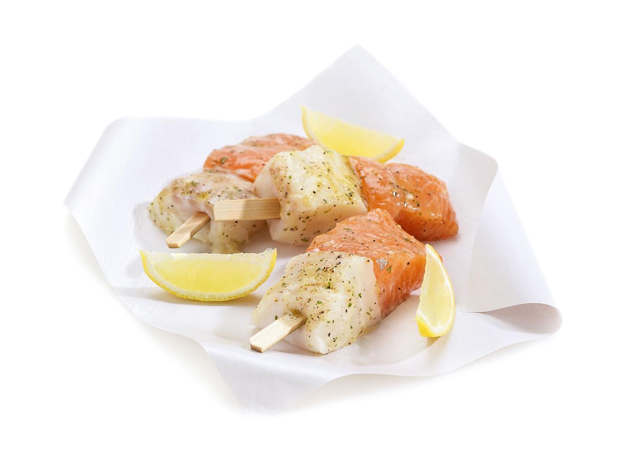 Brochette de cabillaud et de saumon
