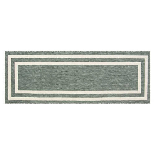 26" x 72" Flatweave Runner - Green Double Border