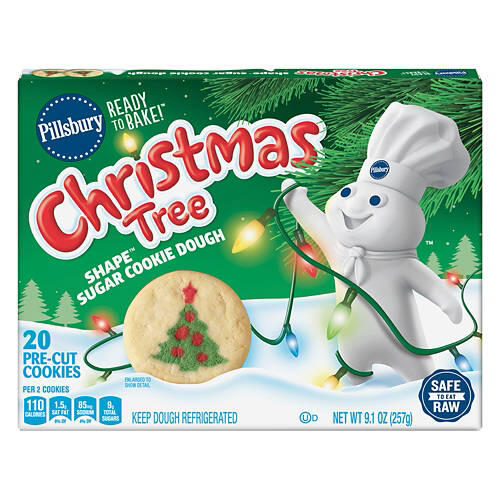 Christmas Tree Shaped Sugar Cookie Dough, 20 count