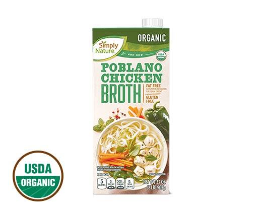 Simply Nature 
 Organic Poblano Chicken or Jalapeno Beef Broth