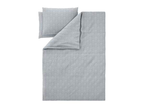 Grey Renforcé Duvet Cover Set With Leaf Pattern - Double