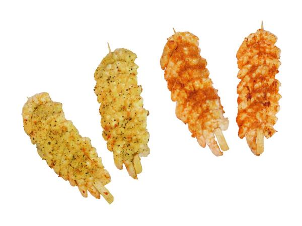Brochettes de crevettes bio marinées