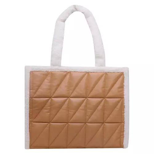 Novelty Tote, Tan Quilted