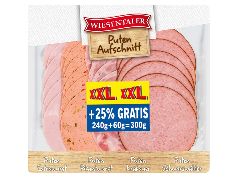 WIESENTALER Puten-Aufschnitt 240 g + 60 g gratis
