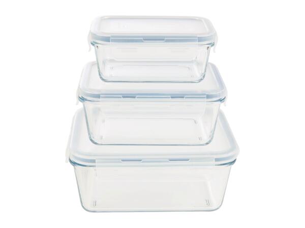 Livarno Home Rectangular Glass Food Storage Containers - 3 Piece Set
