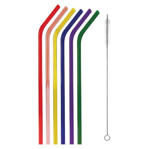 Glass Straws, Rainbow Colors