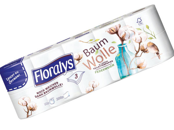 FLORALYS Toilettenpapier mit Baumwollfasern