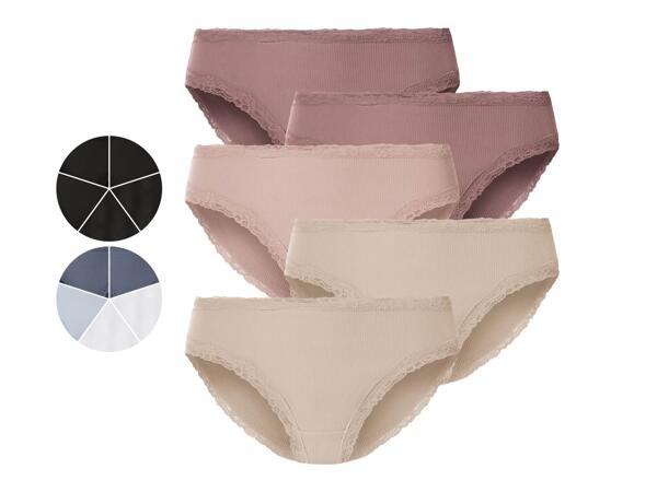 Ladies' ribbed briefs with lace, 5 pieces