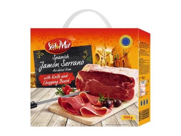 Spanish Air Dried Ham with Knife & Chopping Board