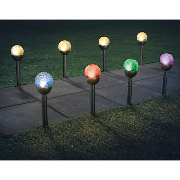 XXL-LED-Solarkugel "Crashglas" 8er-Set