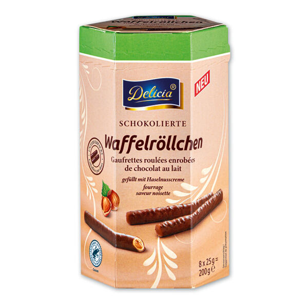 Schokolierte Waffelröllchen