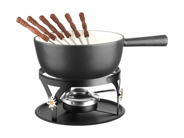 Set en fonte laquée pour fondue au fromage, 10 pièces
