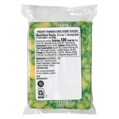 Freaky Franken Sage Mild Derby Cheese, 7 oz