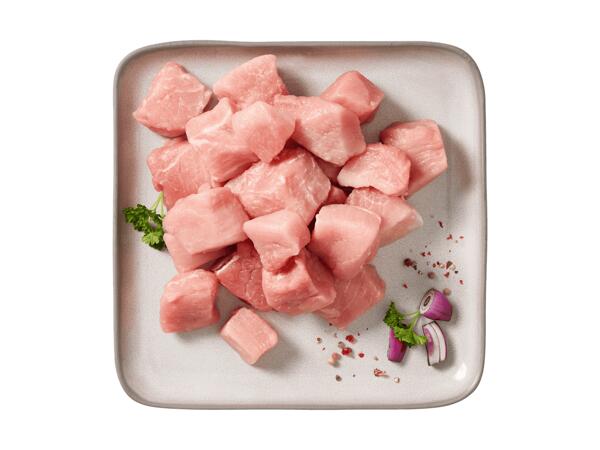 Frisches Schweinefleisch gewürfelt