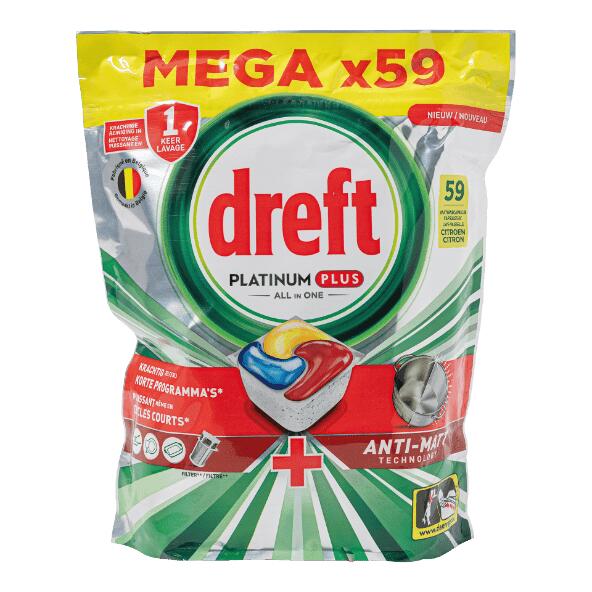 DREFT(R) 				Tablettes pour lave-vaisselle platinum plus citron, 59 pcs