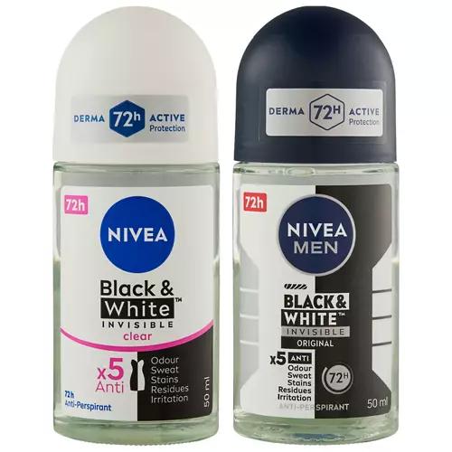 Women's Black & White Anti-Perspirant Roll on Deodorant 50ml