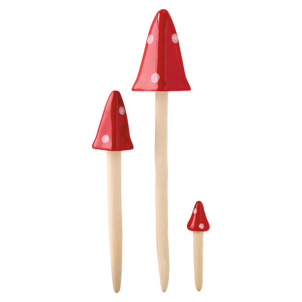 Belavi Mushroom Ceramic Garden Stakes