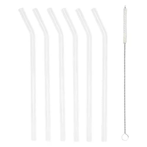 6 Pack Clear Glass Straws