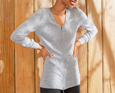 Ladies Merino Zip Cardigan
