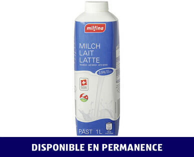 MILFINA 
 LAIT ENTIER PASTEURISÉ 3,5 % DE MATIÈRES GRASSES