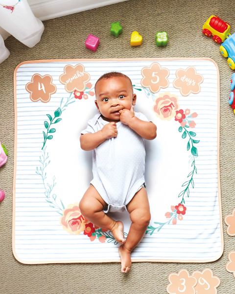 Baby Milestone Wreath Blanket