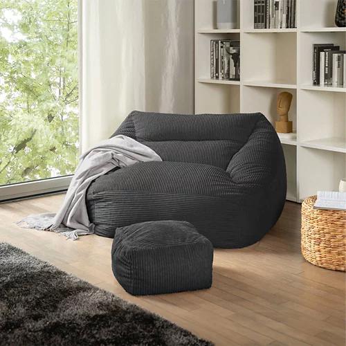HOME DELUXE Sitzsack COZY inkl. Hocker, anthrazit
