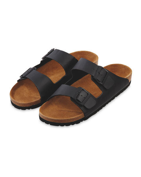 Avenue Black Double Strap Sandals