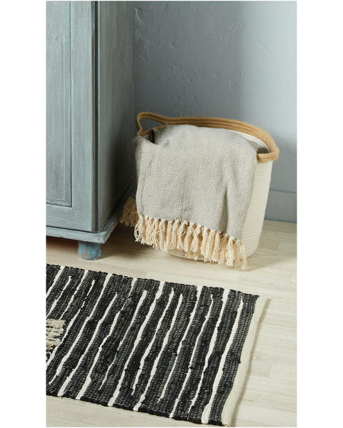 Black/White Striped Chindi Rug