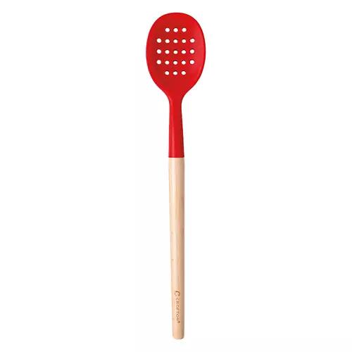 Beechwood & Silicone Slotted Spoon, Red