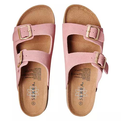Ladies Genuine Leather Footbed Sandals - Pink, 8