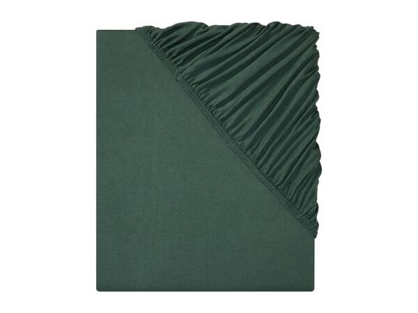 Livarno Home Green Jersey Fitted Sheet - King