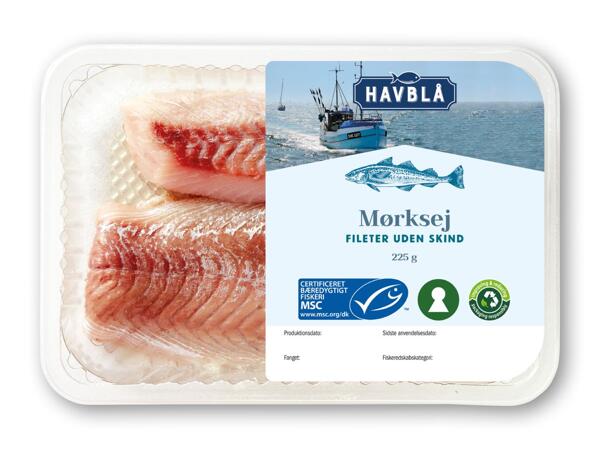 HAVBLÅ Mørk­sejfilet, lakse- og torskefars eller panerede fiskefileter