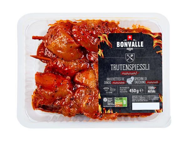 Brochettes de dinde marinées