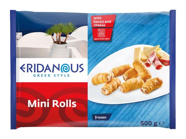 Mini Filo Pastry Rolls with Bacon & Cheese