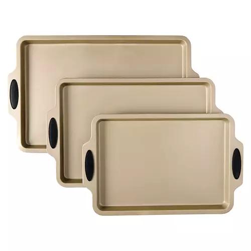3 Piece Cookie Sheet Set, Gold
