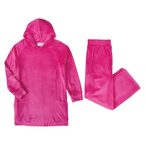 Ladies Plush Lounge Set - Pink, XL