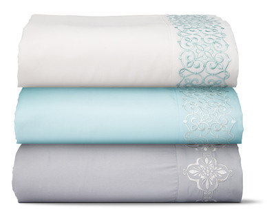 Huntington Home Queen or King Embroidered Microfiber Sheet Set