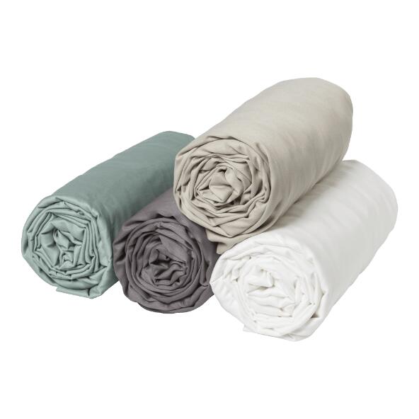 Drap-housse en satin de coton, 2 pers.