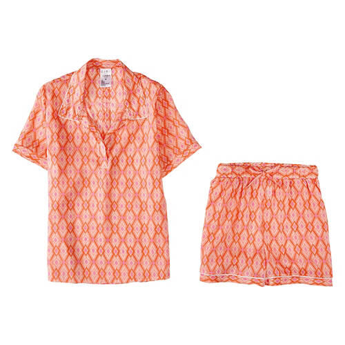 Ladies Cool Comfort Pajama Short Set - Orange, L