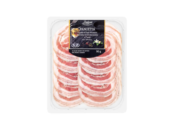 Italian "Pancetta" with Orange blossom, Malvasia Wine and 7 peppers