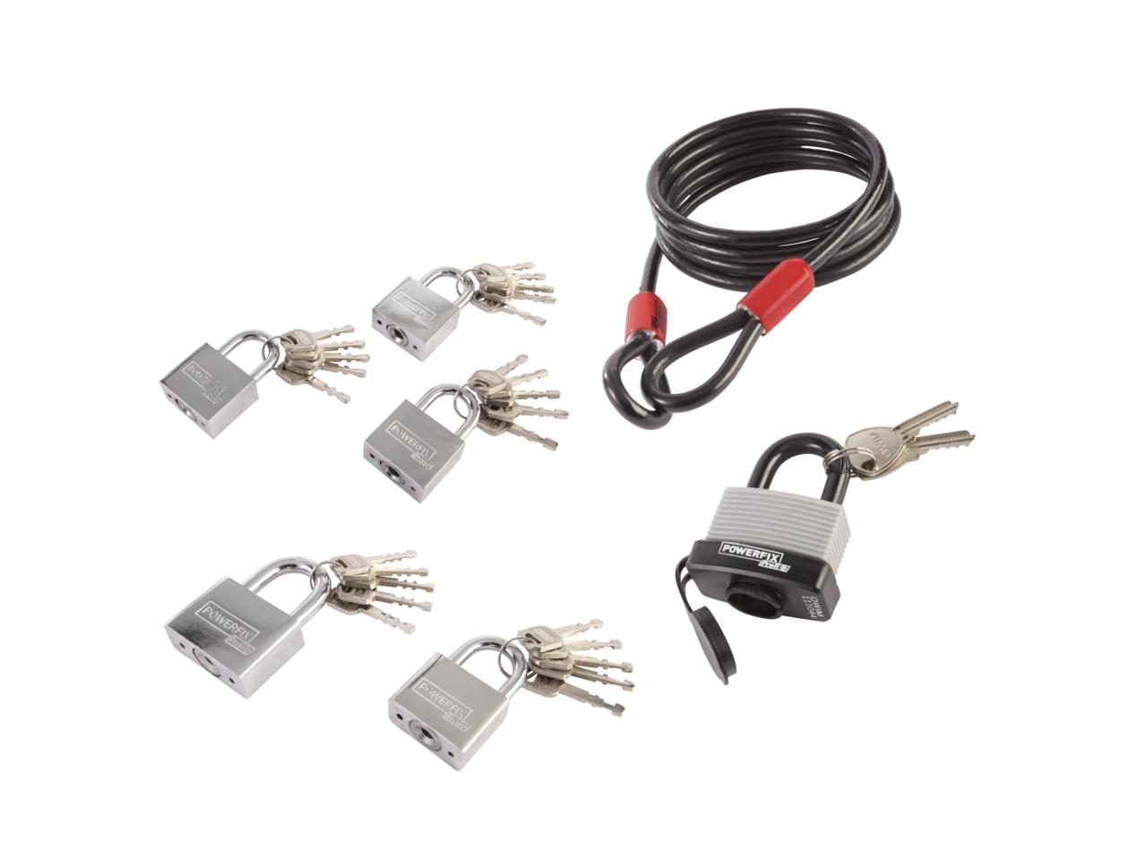POWERFIX Assorted Padlocks/Multi-Purpose Steel Cable