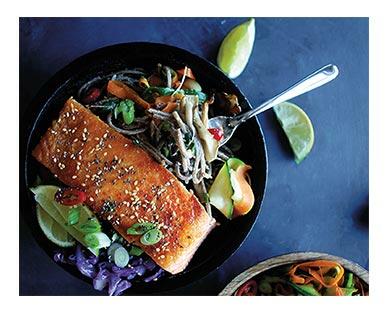 Fresh Asian Sesame Salmon on a Cedar Plank
