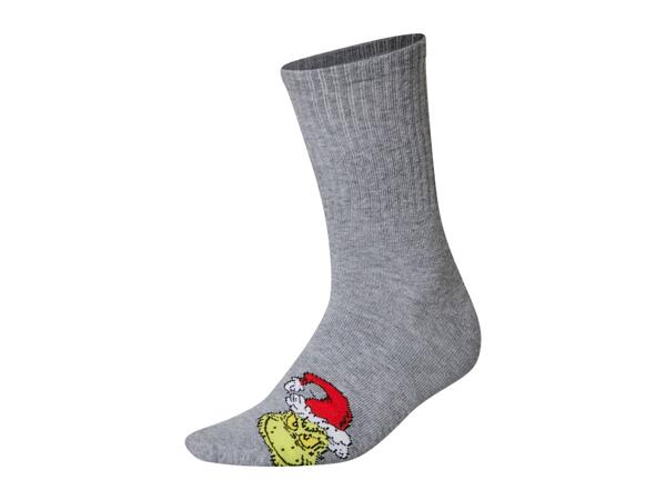 Adults' White/Green/Grey Grinch Socks - 3 Pairs