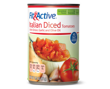 Fit & Active No Salt Italian Diced Tomatoes - Aldi — USA - Specials archive