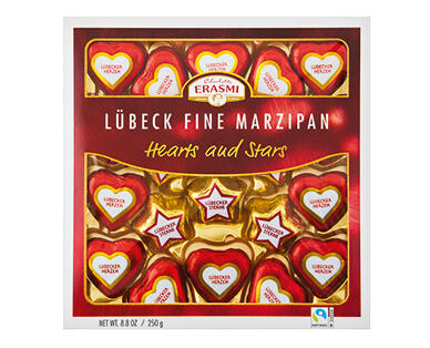 Erasmi Lübeck Fine Marzipan Hearts and Stars 250g